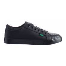 (4, Black) Kickers Tovni Y Quilt Lace-Up Black Smooth Leather Kids Trainers 1 15876 (UK )