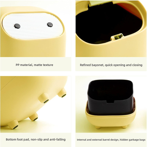 Small Waste Bin, Cute Ninja Press Desk Bin With Lid 1