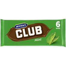 3 x McVitie's Club Mint Chocolate Biscuit Bars 22.6g (Pack of 6)