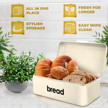 Retro Rectangle Bread Bin Kitchen Food Loaf Storage
