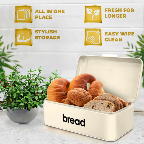 Retro Rectangle Bread Bin Kitchen Food Loaf Storage