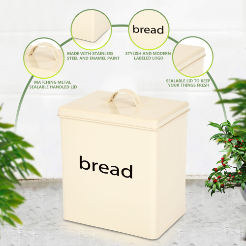 5 Piece Kitchen Tin Storage Jars Bread Bin Set 2