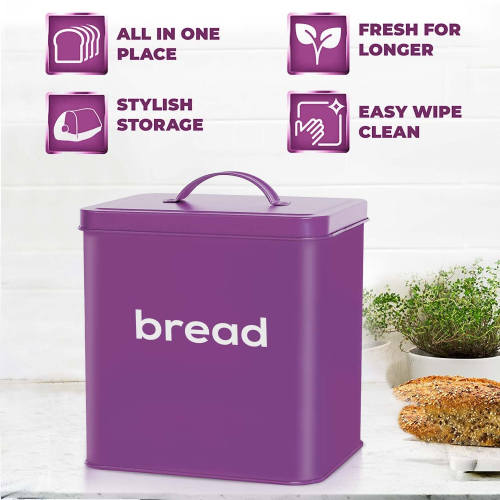 METAL BREAD BIN 5PC STORAGE CANISTERS SET SUGAR COFFEE TEA ENAMEL COATED 2