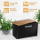 (BLACK) 5pc-Kitchen Set Bread Bin Tea Coffee Sugar Tins Biscuit Barrel Sealed Containers 5