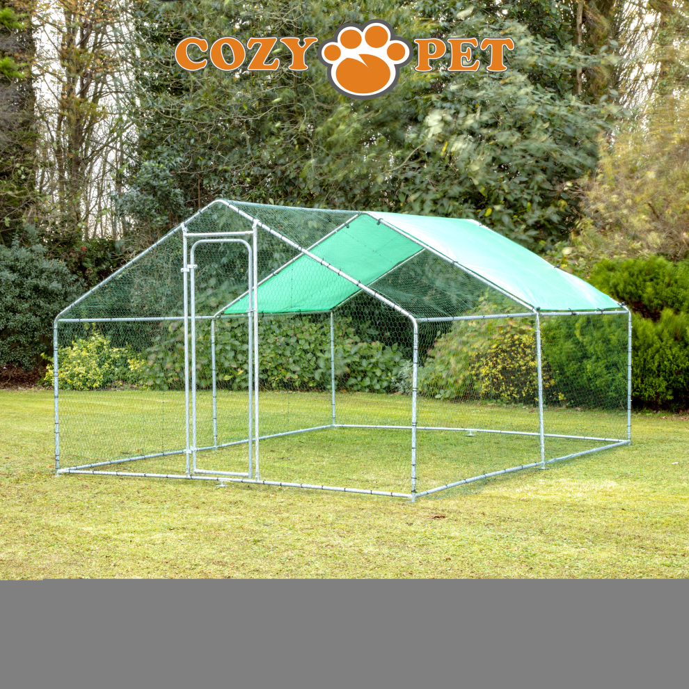 Chicken Run 3m X 4m 32mm Galvanized Frame by Cozy Pet Poultry Rabbit Dog Puppy