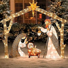 Kongque - Lighted Outdoor Nativity Scene, Christmas Holy Family Yard Decoration, Nativity Sets For Christmas Outdoor, Easter Decorations Lighted