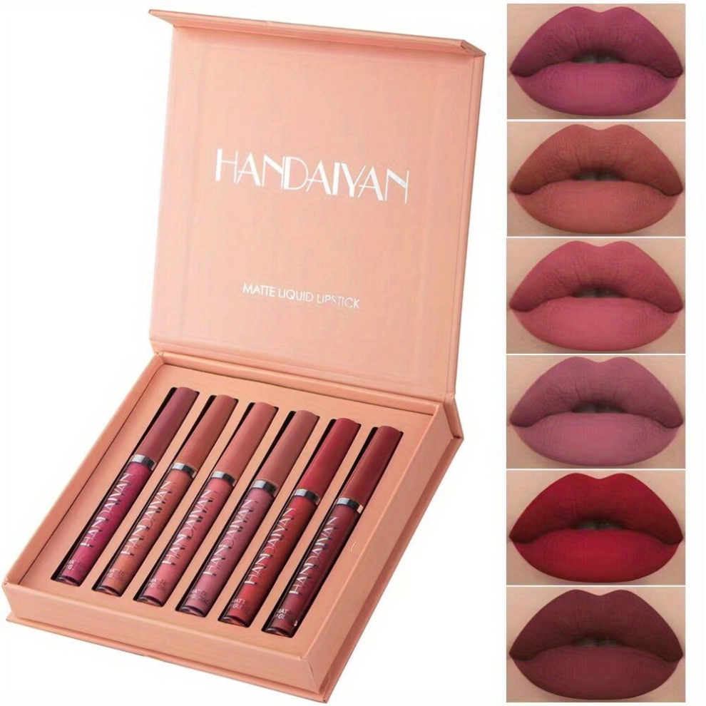 6pcs Liquid Lipstick Set Smudge Proof Non Sticky Lip Gloss Set Satin Texture Plumping Lip Glaze