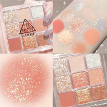9 Eyeshadow Palette Glitter & Pearly & Matte Earth Tone Eyeshadow Powder High Pigmented Portable Eye Cosmetics