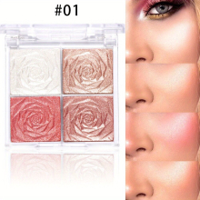Long Lasting Rose Highlighter Palette with Glitter and Shimmer Perfect for Contouring and Brightening Your Face