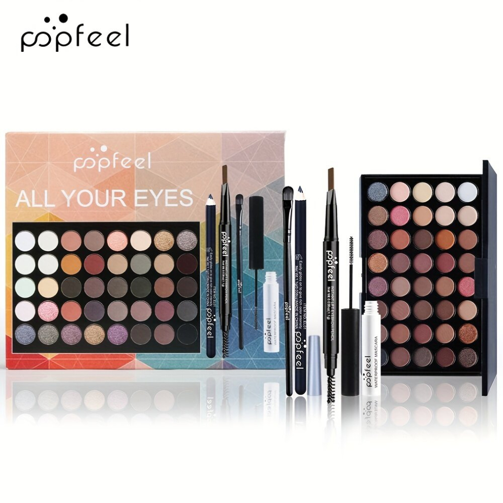 Multicoloured 40 Colors Eyeshadow Palette Set Eyebrow Pencil Eyeliner Pen Mascara With A Set Of Makeup Brushes Eye Cosmetics