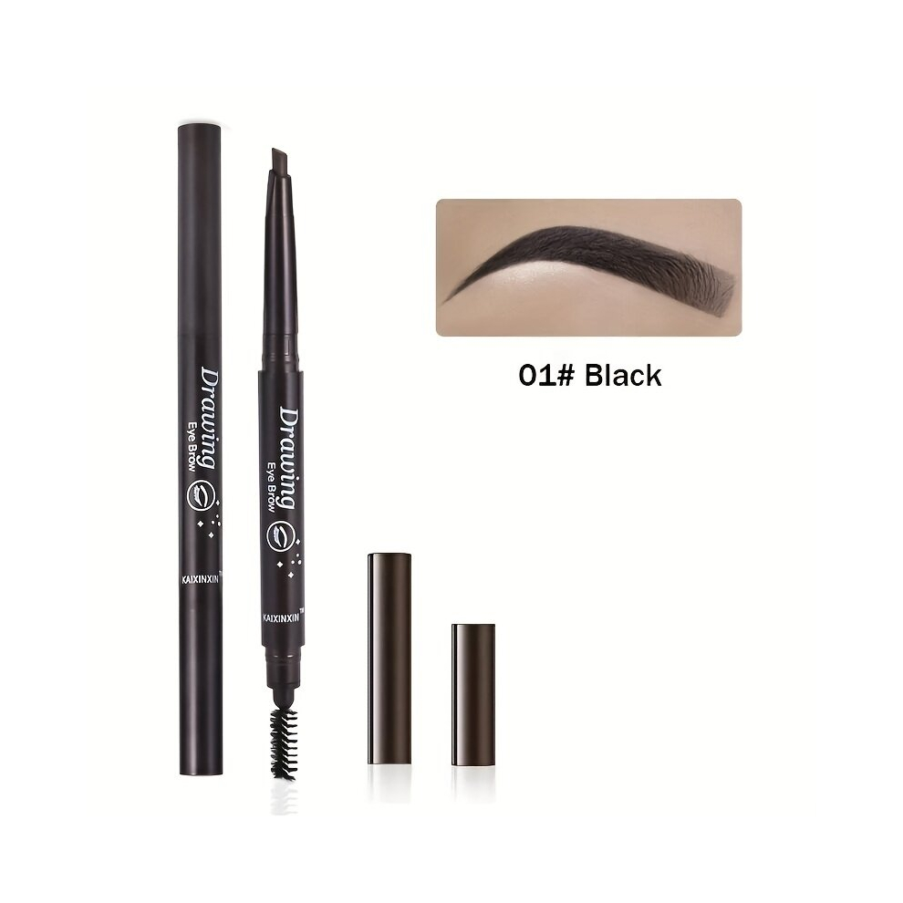 Black Long Lasting Double Ended Eyebrow Pencil With Automatic Rotation And Waterproof Formula Easy To Apply With Eyebrow Brush