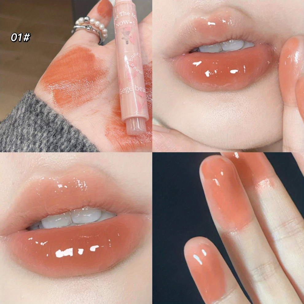 Multicoloured Honey Lipstick Lip Glaze Moisturizing Lustrous Dewy Jelly Lipstick For Plumping And Smoothing