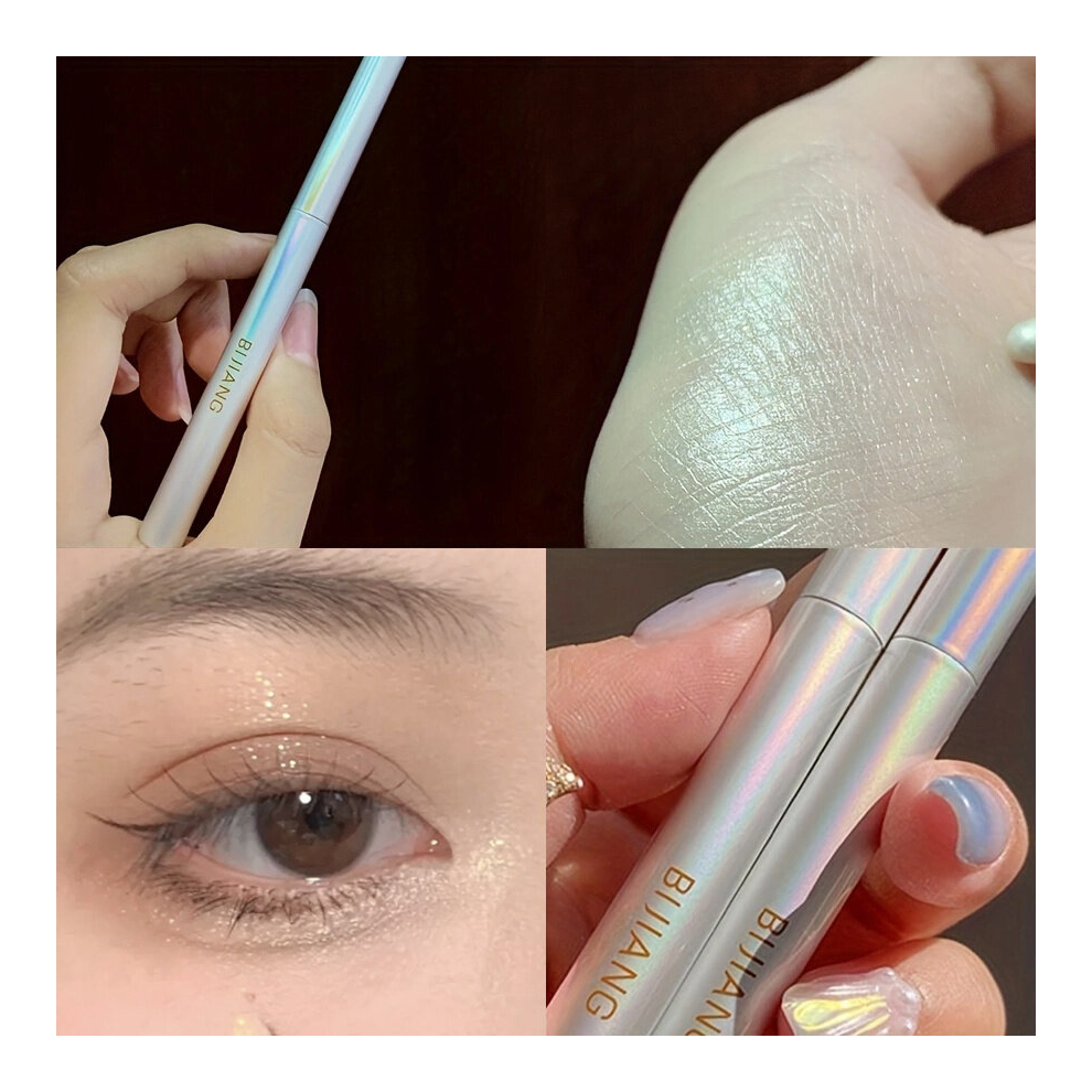 Multicoloured Pearly Eyeliner Pen And Champagne Dual Use For Highlighting Stick Waterproof Smudge Proof Brightening Eyeshadow Pen