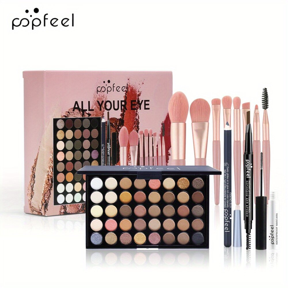 40 colors Eyeshadow Palette Set with Matching Brushes Complete Eye Makeup Kit for Stunning Looks