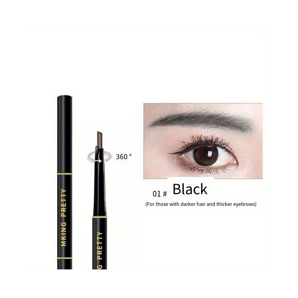 Multicoloured Double Headed Automatic Eyebrow Pencil Waterproof Sweat Proof Long Lasting Smudge Proof Three Dimensional Coloring Eyebrow Makeup With Brush