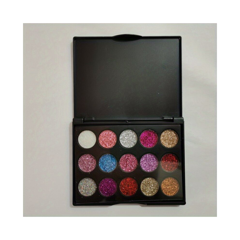 Multicoloured 15 Eyeshadow Palette Sequin Glitter Texture Long Lasting Sparkling Eyeshadow Powder For Stages Parties And Festivals