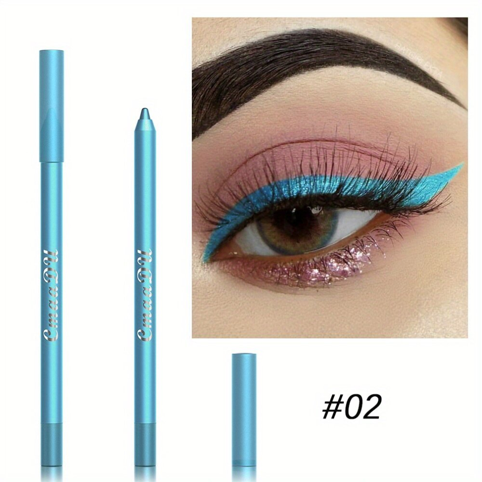 12 Colourful Eyeliner Pen High Pigmented Pearly Shimmer Metallic Smokey Punk Gothic Style Eyeliner Long Lasting Waterproof Eyeliner Stick