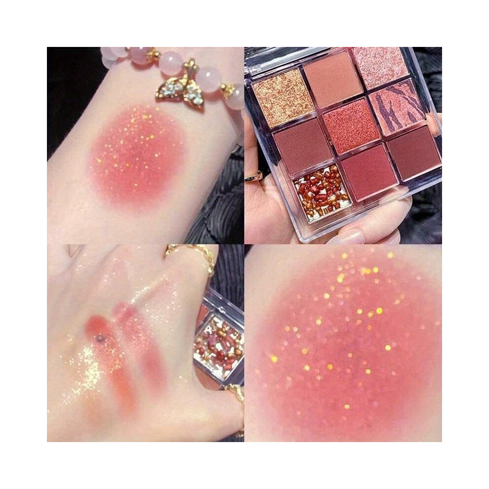 Multicoloured 9 Colors Sparkling Eyeshadow Palette Long Lasting Bright Colors With Pearly Glitter Finish For Daily Makeup