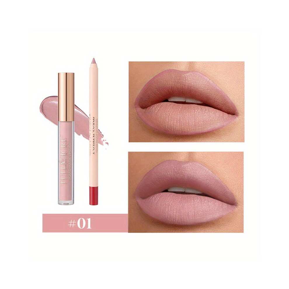Multicoloured 12 Colors Matte Lip Liner And Lipstick Makeup Set Liquid Lipstick 24H And Matching Lip Liner Set Matt Liquid Lips Makeup