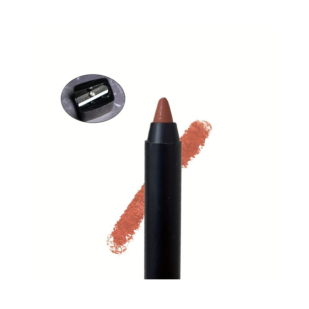 With Pencil Sharpener Sharpen Soil Brown Lipliner Hook Lip Shape Matte Nude Brown Lipstick Waterproof Non Smudge Long Lasting Lipstick