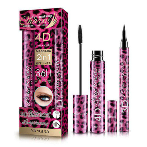 Waterproof Mascara Set with Curling Holding and Thicker Lashes Leopard Print Packaging