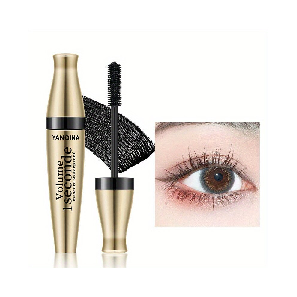 Black Waterproof Mascara With Thickening And Curling Effect Silicone Brush Head For Long Lasting Lashes