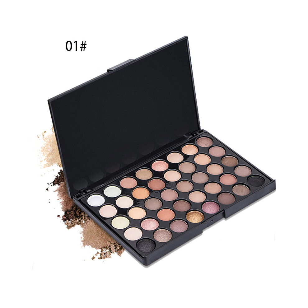 Multicoloured 40 Colors Of Eyeshadow Pearlescent Matte Earth Smoky Makeup Eyeshadow Disc Durable Waterproof Glitter