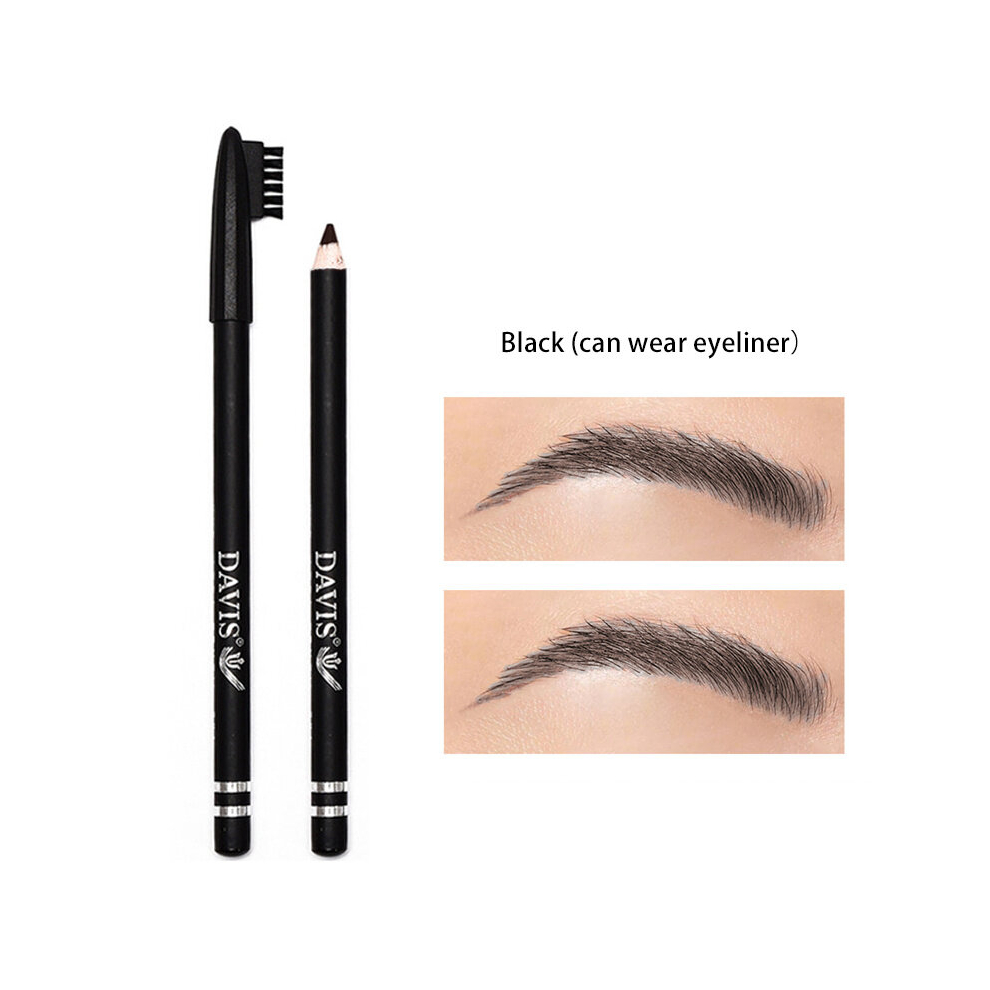 Short Wooden Rod Eyebrow Pencil With Eyebrow Comb Eyeliner Pen Dark Coffee Eye Makeup Pen Cosmetic