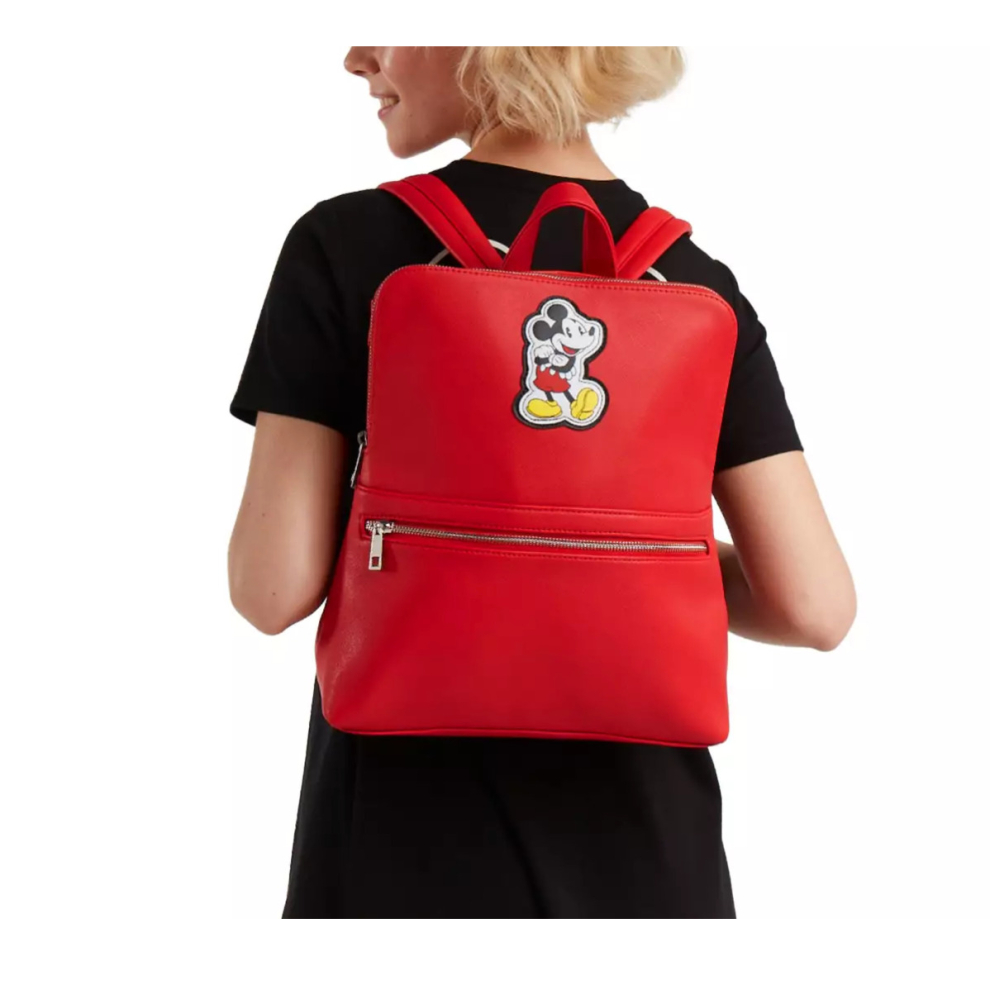 Disney Store Mickey Mouse Red Fashion Faux Leather Backpack Purse Tote
