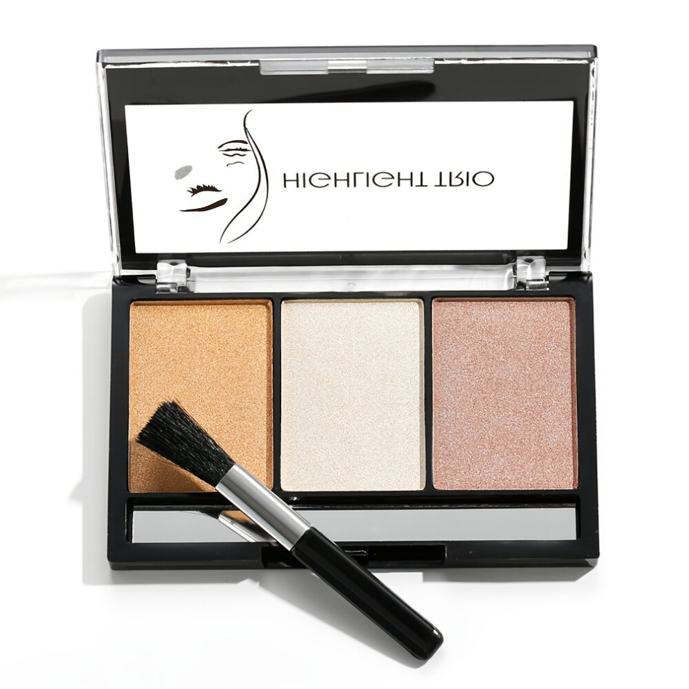 Pink,Multicoloured 3 Blush Palette Natural Face Blush Highlighter Contouring Makeup Palette Glitter Shimmer Powder