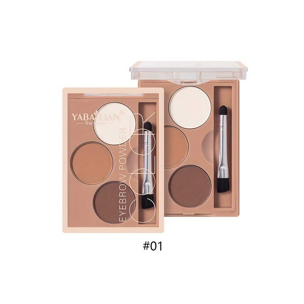 Multicoloured 3 Colors Eyebrow Powder Waterproof And Sweat Proof Long Lasting Natural Contouring Eyebrow Palette With Brush