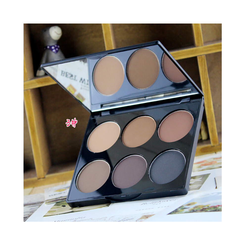 Multicoloured 6 Stereoscopic Contouring Palette Multipurpose For Highlighter Powder And Shadow Powder Waterproof Brightening Contouring Powder Compact With Mirror