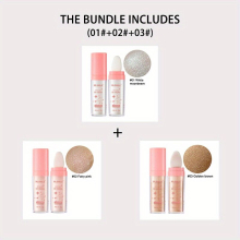 3pcs Highlighter Patting Powder Set Brightening Full Body Highlighter Loose Powder Natural Three dimensional Contouring Powder Stick With Sponge Head