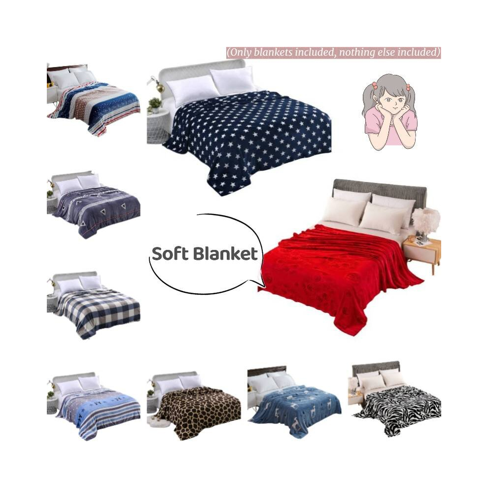 Pattern Soft Warm Sofa Bed Throw Over Fleece Blanket Double King Size Faux Fur