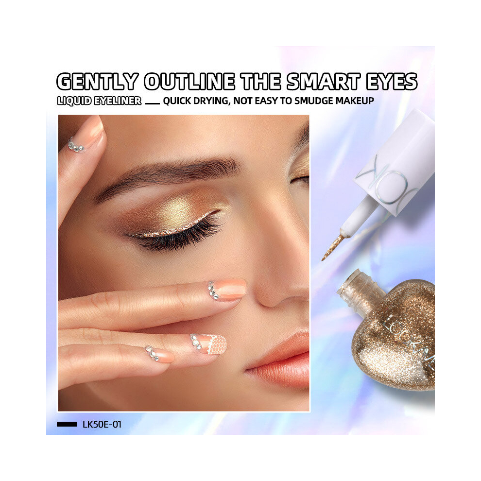 Waterproof Shimmer Liquid Eyeliner Pen with Heart Shaped Brush Head Sparkling Eye Highlighter Stick for Easy and Long Lasting Application
