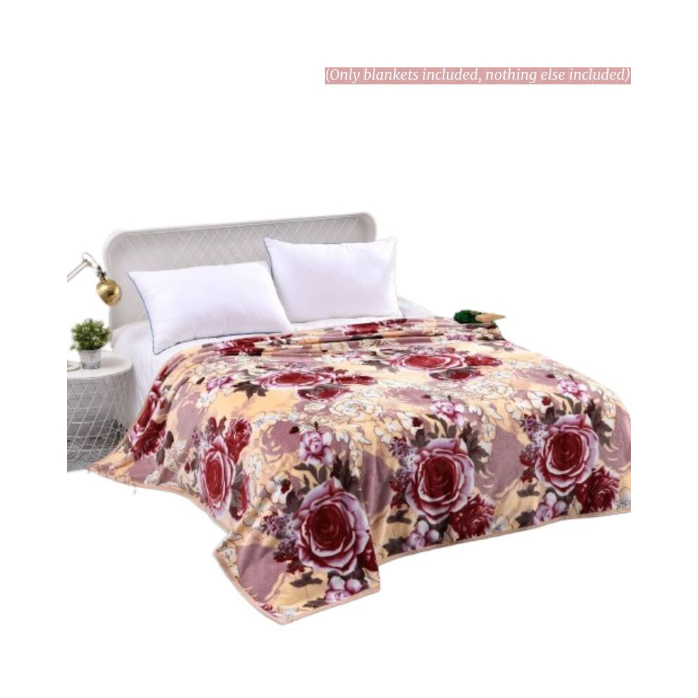 (Style J, 200*230cm) Pattern Soft Warm Sofa Bed Throw Over Fleece Blanket Double King Size Faux Fur