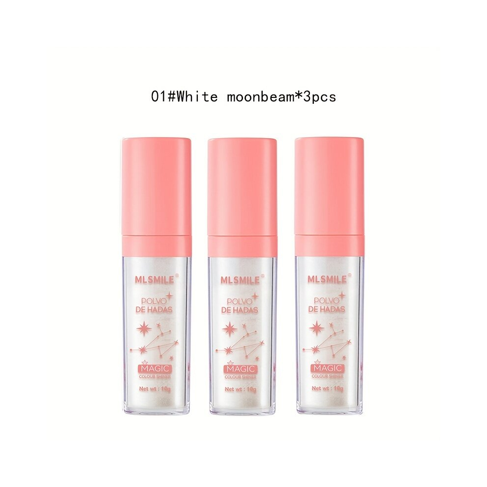 Multicoloured 3Pcs Fairy Highlighter Powder Set Brighten Your Face Eyes And Clavicle With Pearly Glitter And High Gloss Sequins Three Dimensional Contouring Powder