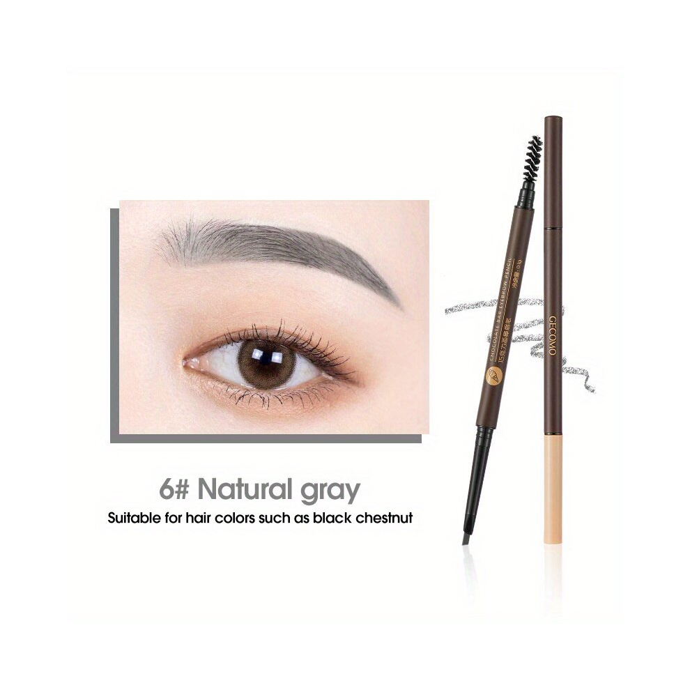 Waterproof and Sweatproof Chocolate Eyebrow Pen with Automatic Rotating Double Head Enhance Your Brows with Ease