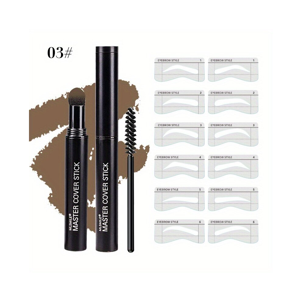 Multicoloured Eyebrow Stamp Stencils Kit Eyebrow Stamp Eyebrow Stencil Eyebrow Brush Dual Use For Hairline Filler Powder 6 Colors