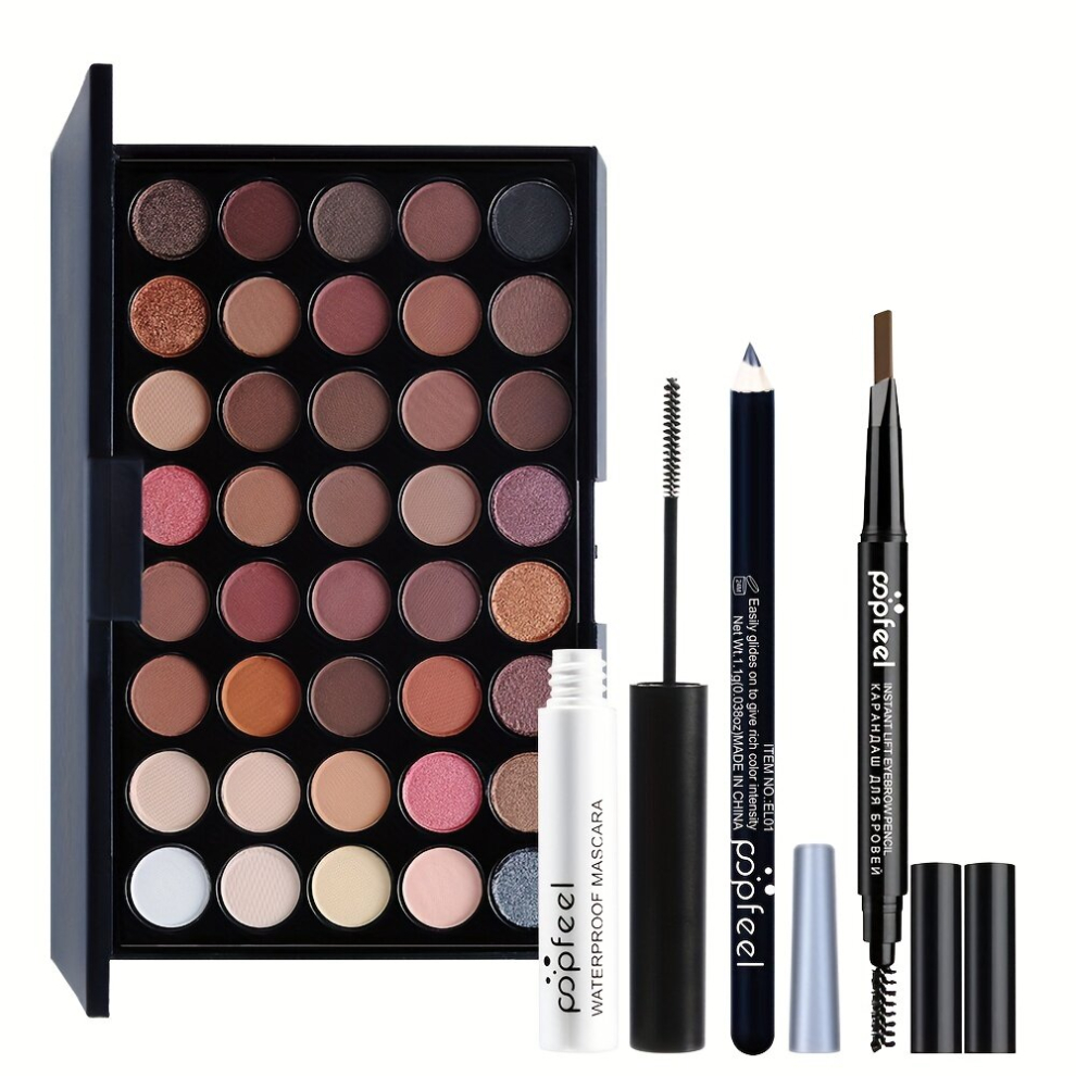 Multicoloured 40 Colors Nude Eyeshadow Set With Mascara Eyeliner And Eyebrow Pencil Complete Eye Makeup Kit For A Natural And Glamorous Look
