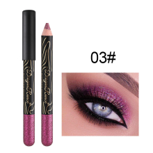 High Shine Diamond Glitter Eyeshadow Pen with Wooden Handle Waterproof Eyeliner and Eyeshadow in Silver and Green