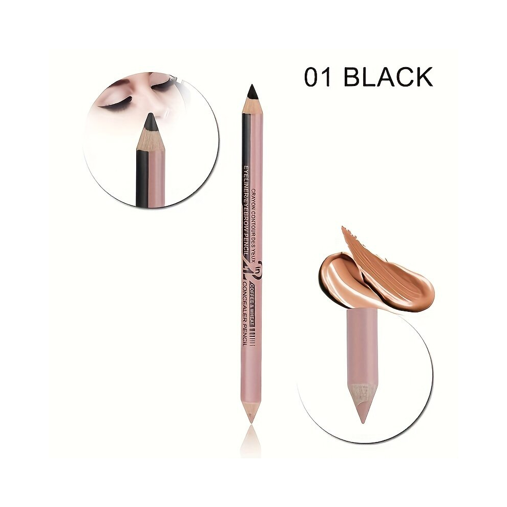 Multicoloured 2 Dual Purpose Eyeliner Eyebrow Pencil Concealer Wooden Stick Smudge Proof Waterproof Sweat Proof Pen