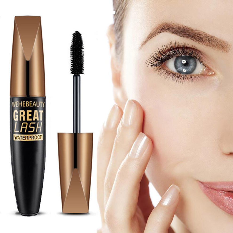Black Silk Fiber Mascara Waterproof Mascara Curling Thick Lashes Lifting Makeup Tool Lengthening Eyelash Extension Mascara
