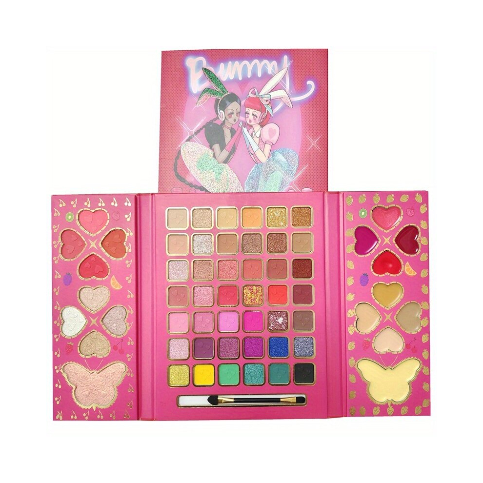 60 Colors Eyeshadow Palette Highlighter Blush Lip Gloss Makeup Palette Pearly Matte Glossy Finish Multipurpose Makeup Palette