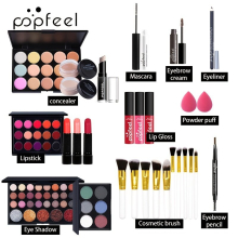 Ready All In One Makeup Set with Eyeshadow Eyeliner Eyebrow Mascara Concealer Lipstick Makeup Sponge and Brushes Perfect Gift for Beauty Enthusiasts