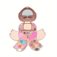 Multifunctional Heart Shaped Makeup Box Set with Eyeshadow Palette Blush Foundation Powder Mirror Sponge Puff and Brushes Perfect for On the Go Beauty