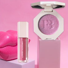 3D Streamer Makeup Set Hot Pink Blush Highlighter With Lip Gloss Makeup Set Glitter Powder Moisturizing Plumper Lip Gloss Blush Set