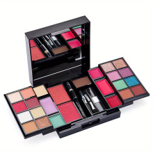 25 Colors Eyeshadow Palette Eyeshadow Blush Eyebrow Powder 3 In 1 Makeup Palette With Eyeliner Pencil Brushes And Mirror