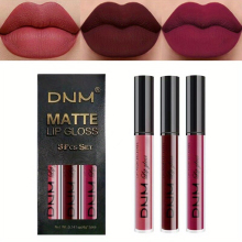 3Pcs Matte Liquid Lipstick Sets Dark Red Brown Lasting About 24H Lip Glaze Set Smudge Proof Waterproof Hydrating Lip Makeup Tool