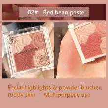 4 Petal Blush Palette Natural Matte & Shimmer Finish for Facial Highlighting and Contouring Brighten Skin with Dual Use Powder